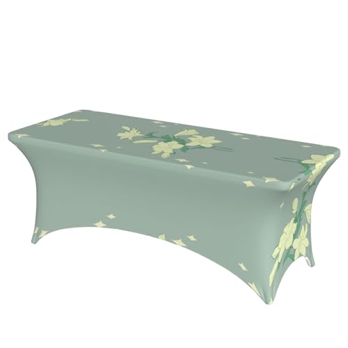 SamLng Rechteckige Tischdecke mit Cartoon-Lilien-Motiv, für Hochzeiten und Partys, dehnbar, langlebig, für Terrasse, Bankett, Tischdecke von SamLng