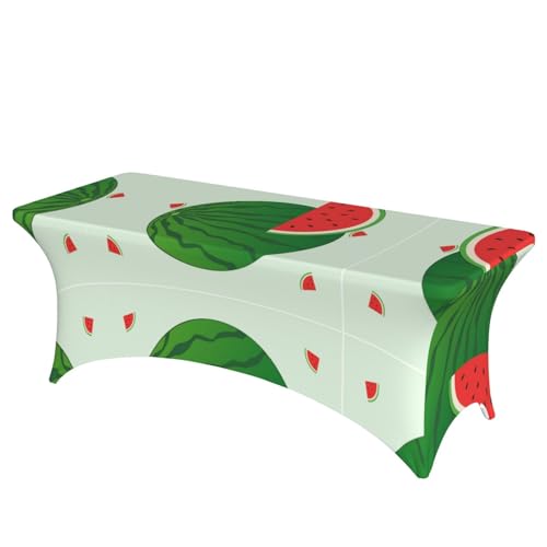 SamLng Rechteckige Tischdecke mit Cartoon-Wassermelonen-Motiv für Hochzeiten und Partys, dehnbar, langlebig, Terrassenbankett-Tischdecke von SamLng