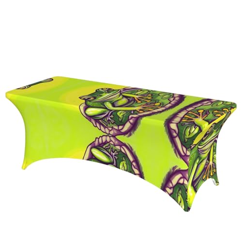 SamLng Rechteckige Tischdecke mit Frosch im Teich, für Hochzeiten und Partys, dehnbar, strapazierfähig, für Terrasse, Bankett von SamLng