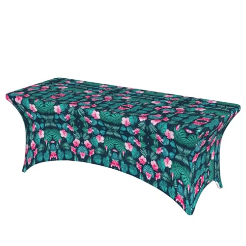 SamLng Rechteckige Tischdecke mit Hawaii-Blumendruck, abwischbar, dehnbar, langlebig und stilvoll, Tischdecke für den Innen- und Außenbereich SamLng Rechteckige Tischdecke mit Hawaii-Blumendruck, abwischbar, dehnbar, langlebig und stilvoll, Tischdecke für den Innen- und Außenbereich von SamLng