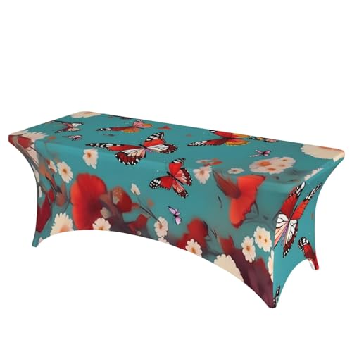 SamLng Rechteckige Tischdecke mit Hennen-Motiv Schmetterlinge unter Blumen, abwischbar, dehnbar, langlebig und stilvoll, Tischdecke für den Innen- und Außenbereich SamLng Rechteckige Tischdecke mit Hennen-Motiv Schmetterlinge unter Blumen, abwischbar, dehnbar, langlebig und stilvoll, Tischdecke für den Innen- und Außenbereich von SamLng