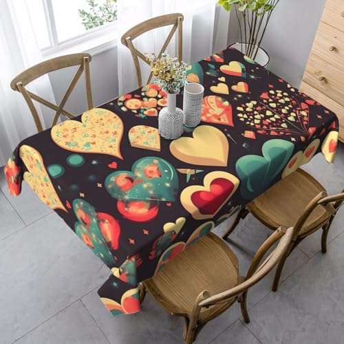 SamLng Rechteckige Tischdecke mit Herz-Blumendruck, waschbar, klassische Küchendekoration für Esstisch, Tischplatte und Party-Tischdecken SamLng Rechteckige Tischdecke mit Herz-Blumendruck, waschbar, klassische Küchendekoration für Esstisch, Tischplatte und Party-Tischdecken von SamLng
