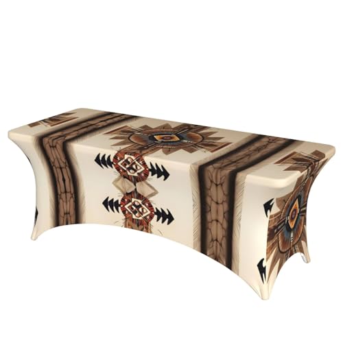 SamLng Rechteckige Tischdecke mit Indianer-Malerei, für Hochzeiten und Partys, dehnbar, langlebig, Terrassenbankett-Tischdecke von SamLng