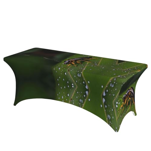 SamLng Rechteckige Tischdecke mit Insekten auf Blättern, für Hochzeiten und Partys, dehnbar, langlebig, für Terrasse, Bankett von SamLng