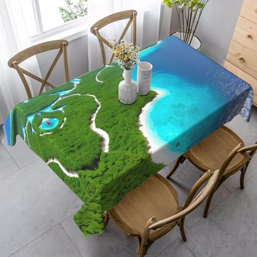 SamLng Rechteckige Tischdecke mit Insel im Ozean, waschbar, klassische Küchendekoration für Esstisch, Tischplatte und Party-Tischdecken SamLng Rechteckige Tischdecke mit Insel im Ozean, waschbar, klassische Küchendekoration für Esstisch, Tischplatte und Party-Tischdecken von SamLng