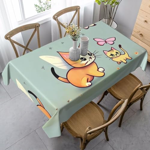 SamLng Rechteckige Tischdecke mit Kätzchen-Schmetterlings-Druck, waschbar, klassische Küchendekoration für Esstisch, Tischplatte und Party-Tischdecken SamLng Rechteckige Tischdecke mit Kätzchen-Schmetterlings-Druck, waschbar, klassische Küchendekoration für Esstisch, Tischplatte und Party-Tischdecken von SamLng