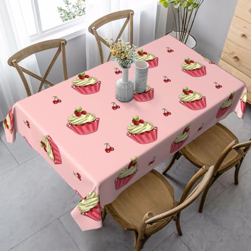 SamLng Rechteckige Tischdecke mit Kirschkuchen-Druck, waschbar, klassische Küchendekoration für Esstisch, Tischplatte und Party-Tischdecken von SamLng