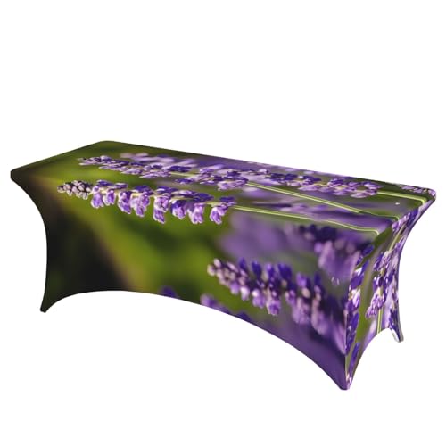 SamLng Rechteckige Tischdecke mit Lavendelblumen-Druck, abwischbar, dehnbar, langlebig und stilvoll, Tischdecke für den Innen- und Außenbereich SamLng Rechteckige Tischdecke mit Lavendelblumen-Druck, abwischbar, dehnbar, langlebig und stilvoll, Tischdecke für den Innen- und Außenbereich von SamLng
