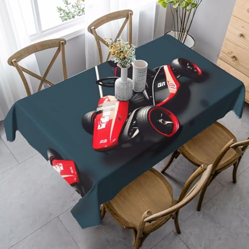 SamLng Rechteckige Tischdecke mit Mini-Kart-Druck, waschbar, klassische Küchendekoration für Esstisch, Tischplatte und Party-Tischdecken von SamLng