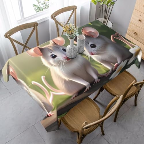 SamLng Rechteckige Tischdecke mit Motiv Maus in Liebe, waschbar, klassische Küchendekoration für Esstisch, Tischplatte und Party-Tischdecken von SamLng