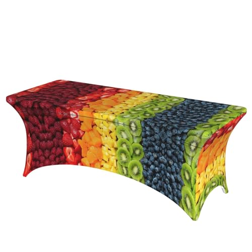 SamLng Rechteckige Tischdecke mit Obst-Regenbogen-Druck, abwischbar, dehnbar, langlebig und stilvoll, Tischdecke für den Innen- und Außenbereich SamLng Rechteckige Tischdecke mit Obst-Regenbogen-Druck, abwischbar, dehnbar, langlebig und stilvoll, Tischdecke für den Innen- und Außenbereich von SamLng
