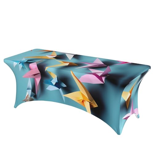 SamLng Rechteckige Tischdecke mit Origami-Papierkranich-Druck, abwischbar, dehnbar, langlebig und stilvoll, Tischdecke für den Innen- und Außenbereich SamLng Rechteckige Tischdecke mit Origami-Papierkranich-Druck, abwischbar, dehnbar, langlebig und stilvoll, Tischdecke für den Innen- und Außenbereich von SamLng