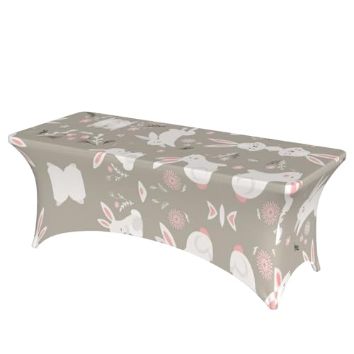 SamLng Rechteckige Tischdecke mit Osterhasen-Blumendruck, abwischbar, dehnbar, langlebig und stilvoll, Tischdecke für den Innen- und Außenbereich SamLng Rechteckige Tischdecke mit Osterhasen-Blumendruck, abwischbar, dehnbar, langlebig und stilvoll, Tischdecke für den Innen- und Außenbereich von SamLng