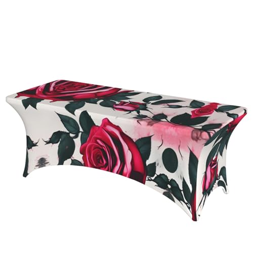 SamLng Rechteckige Tischdecke mit Rosen-Motiv, abwischbar, dehnbar, langlebig und stilvoll, Tischdecke für den Innen- und Außenbereich SamLng Rechteckige Tischdecke mit Rosen-Motiv, abwischbar, dehnbar, langlebig und stilvoll, Tischdecke für den Innen- und Außenbereich von SamLng