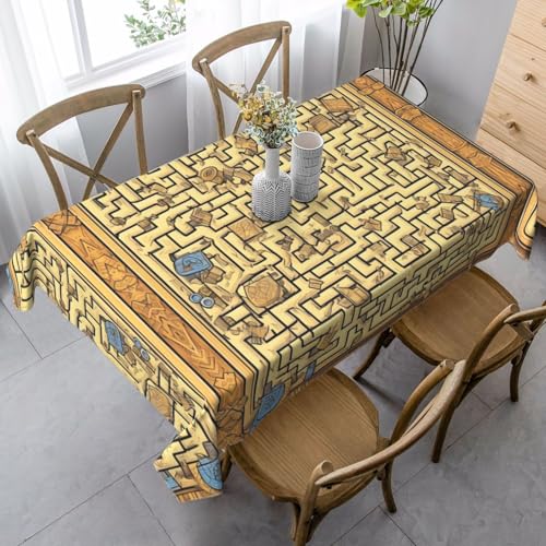 SamLng Rechteckige Tischdecke mit Schatz-Labyrinth-Druck, waschbar, klassische Küchendekoration für Esstisch, Tischplatte und Party-Tischdecken von SamLng