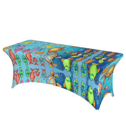 SamLng Rechteckige Tischdecke mit Schildkröten- und Fischmotiv, für Hochzeiten und Partys, dehnbar, strapazierfähig, für Terrasse, Bankett SamLng Rechteckige Tischdecke mit Schildkröten- und Fischmotiv, für Hochzeiten und Partys, dehnbar, strapazierfähig, für Terrasse, Bankett von SamLng