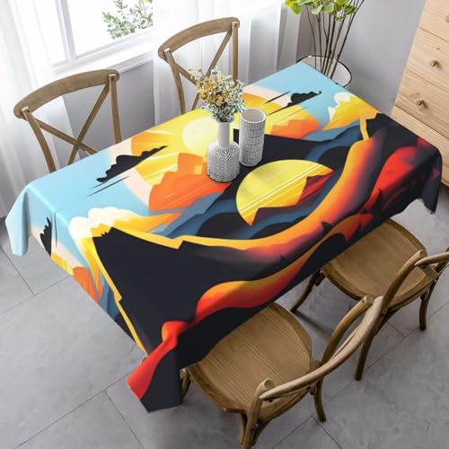SamLng Rechteckige Tischdecke mit Sonnenaufgangs-Motiv, waschbar, klassische Küchendekoration für Esstisch, Tischplatte und Party-Tischdecken SamLng Rechteckige Tischdecke mit Sonnenaufgangs-Motiv, waschbar, klassische Küchendekoration für Esstisch, Tischplatte und Party-Tischdecken von SamLng