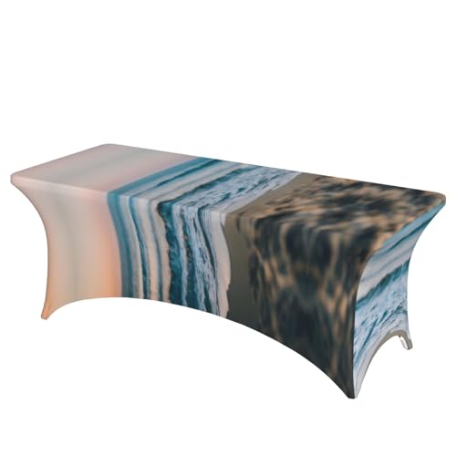 SamLng Rechteckige Tischdecke mit Strand- und Meeresdruck, abwischbar, dehnbar, langlebig und stilvoll, Tischdecke für den Innen- und Außenbereich SamLng Rechteckige Tischdecke mit Strand- und Meeresdruck, abwischbar, dehnbar, langlebig und stilvoll, Tischdecke für den Innen- und Außenbereich von SamLng