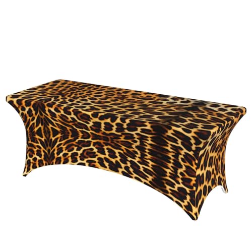 SamLng Rechteckige Tischdecke mit Streifen auf Leoparden, für Hochzeiten und Partys, dehnbar, langlebig, Terrassenbankett-Tischdecke von SamLng