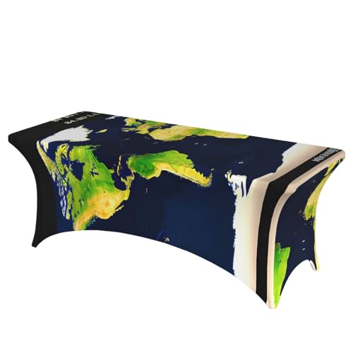 SamLng Rechteckige Tischdecke mit Weltkarten-Druck, abwischbar, dehnbar, langlebig und stilvoll, Tischdecke für den Innen- und Außenbereich SamLng Rechteckige Tischdecke mit Weltkarten-Druck, abwischbar, dehnbar, langlebig und stilvoll, Tischdecke für den Innen- und Außenbereich von SamLng