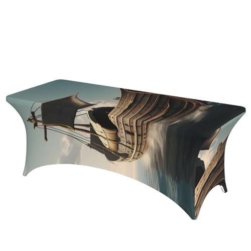 SamLng Rechteckige Tischdecke mit altem Wikinger-Boot-Druck, abwischbar, dehnbar, langlebig und stilvoll, Tischdecke für den Innen- und Außenbereich SamLng Rechteckige Tischdecke mit altem Wikinger-Boot-Druck, abwischbar, dehnbar, langlebig und stilvoll, Tischdecke für den Innen- und Außenbereich von SamLng