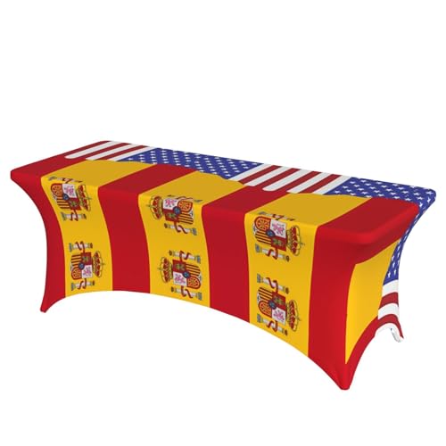 SamLng Rechteckige Tischdecke mit amerikanischer Spanien-Flagge, für Hochzeiten und Partys, dehnbar, langlebig, für Terrasse, Bankett SamLng Rechteckige Tischdecke mit amerikanischer Spanien-Flagge, für Hochzeiten und Partys, dehnbar, langlebig, für Terrasse, Bankett von SamLng