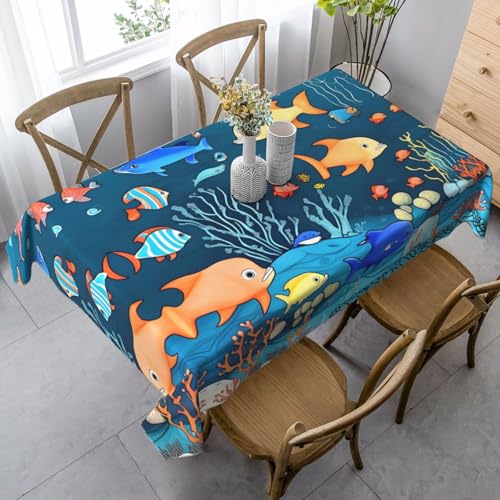 SamLng Rechteckige Tischdecke mit blauem Unterwasser-Motiv – waschbar, klassische Küchendekoration für Esstisch, Tischplatte und Party-Tischdecken SamLng Rechteckige Tischdecke mit blauem Unterwasser-Motiv – waschbar, klassische Küchendekoration für Esstisch, Tischplatte und Party-Tischdecken von SamLng