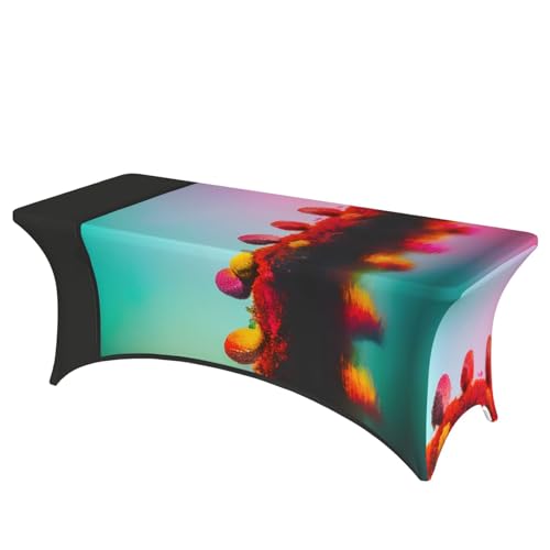 SamLng Rechteckige Tischdecke mit farbenfrohem Kunstdruck, abwischbar, dehnbar, langlebig und stilvoll, Tischdecke für den Innen- und Außenbereich SamLng Rechteckige Tischdecke mit farbenfrohem Kunstdruck, abwischbar, dehnbar, langlebig und stilvoll, Tischdecke für den Innen- und Außenbereich von SamLng