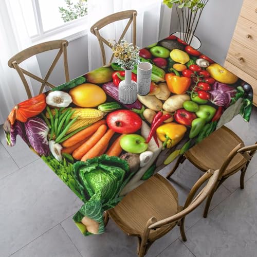 SamLng Rechteckige Tischdecke mit frischem Obst und Gemüse, klassische Küchendekoration für Innen- und Außenbereich, Hochzeiten und mehr von SamLng