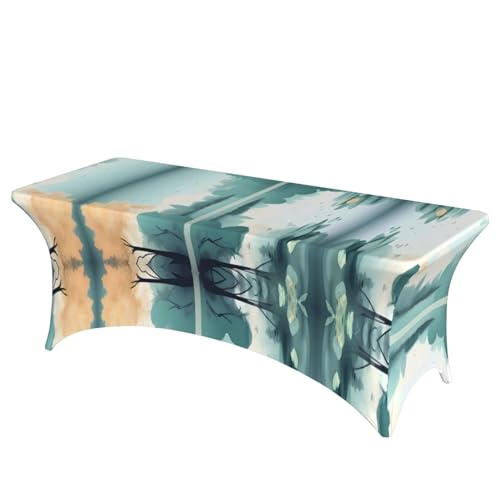 SamLng Rechteckige Tischdecke mit gefallenen Blättern auf einem ruhigen See, für Hochzeiten und Partys, dehnbar, langlebig, für Terrasse, Bankett von SamLng