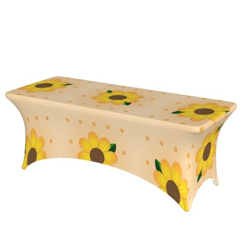 SamLng Rechteckige Tischdecke mit goldenem Sonnenblumen-Motiv, für Hochzeiten und Partys, dehnbar, langlebig, für Terrasse, Bankett, Tischdecke SamLng Rechteckige Tischdecke mit goldenem Sonnenblumen-Motiv, für Hochzeiten und Partys, dehnbar, langlebig, für Terrasse, Bankett, Tischdecke von SamLng