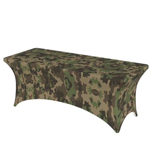 SamLng Rechteckige Tischdecke mit grünem Camouflage-Druck, abwischbar, dehnbar, langlebig und stilvoll, Tischdecke für den Innen- und Außenbereich SamLng Rechteckige Tischdecke mit grünem Camouflage-Druck, abwischbar, dehnbar, langlebig und stilvoll, Tischdecke für den Innen- und Außenbereich von SamLng