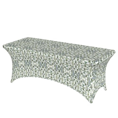 SamLng Rechteckige Tischdecke mit grünem Eukalyptusblätter-Druck, abwischbar, dehnbar, langlebig und stilvoll, Tischdecke für den Innen- und Außenbereich von SamLng