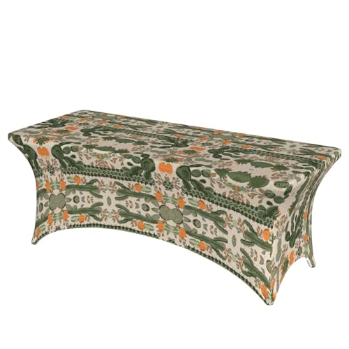 SamLng Rechteckige Tischdecke mit grünem Kaktusdruck, abwischbar, dehnbar, langlebig und stilvoll, Tischdecke für den Innen- und Außenbereich SamLng Rechteckige Tischdecke mit grünem Kaktusdruck, abwischbar, dehnbar, langlebig und stilvoll, Tischdecke für den Innen- und Außenbereich von SamLng
