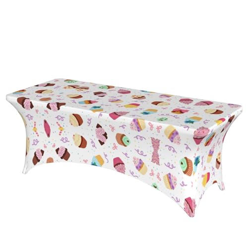 SamLng Rechteckige Tischdecke mit köstlichem Cupcake-Druck, abwischbar, dehnbar, langlebig und stilvoll, Tischdecke für den Innen- und Außenbereich von SamLng