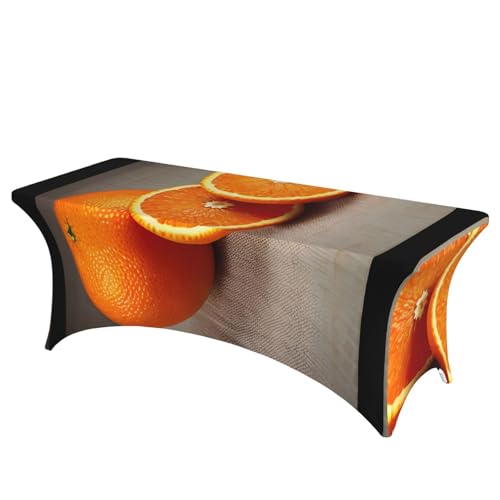 SamLng Rechteckige Tischdecke mit orangefarbenem Obstdruck, abwischbar, dehnbar, langlebig und stilvoll, Tischdecke für den Innen- und Außenbereich SamLng Rechteckige Tischdecke mit orangefarbenem Obstdruck, abwischbar, dehnbar, langlebig und stilvoll, Tischdecke für den Innen- und Außenbereich von SamLng