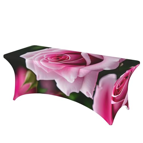 SamLng Rechteckige Tischdecke mit rosa Rosenblüten – abwischbar, dehnbar, langlebig und stilvoll, Tischdecke für den Innen- und Außenbereich SamLng Rechteckige Tischdecke mit rosa Rosenblüten – abwischbar, dehnbar, langlebig und stilvoll, Tischdecke für den Innen- und Außenbereich von SamLng