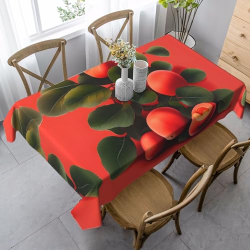 SamLng Rechteckige Tischdecke mit rotem Aprikosen-Druck, waschbar, klassische Küchendekoration für Esstisch, Tischplatte und Party-Tischdecken von SamLng