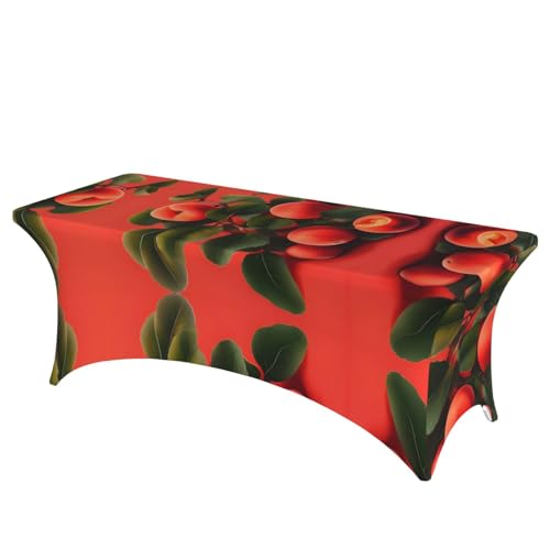 SamLng Rechteckige Tischdecke mit rotem Aprikosenmuster für Hochzeiten und Partys, dehnbar, strapazierfähig, für Terrasse, Bankett, Tischdecke von SamLng