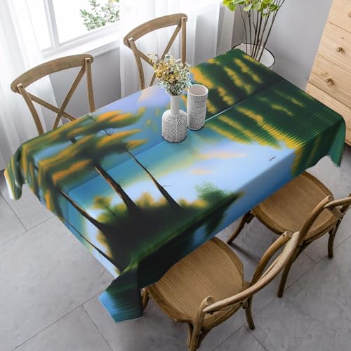 SamLng Rechteckige Tischdecke mit ruhigem See-Druck, waschbar, klassische Küchendekoration für Esstisch, Tischplatte und Party-Tischdecken von SamLng
