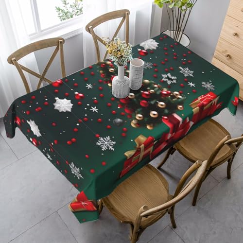 SamLng Rechteckige Tischdecke mit rundem Kugel-Weihnachtsbaum-Druck, waschbar, klassische Küchendekoration für Esstisch, Tischplatte und Party-Tischdecken SamLng Rechteckige Tischdecke mit rundem Kugel-Weihnachtsbaum-Druck, waschbar, klassische Küchendekoration für Esstisch, Tischplatte und Party-Tischdecken von SamLng