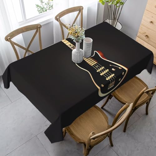 SamLng Rechteckige Tischdecke mit schwarzem Gitarren-Druck, waschbar, klassische Küchendekoration für Esstisch, Tischplatte und Party-Tischdecken von SamLng