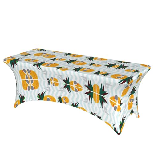 SamLng Rechteckige Tischdecke mit süßem Ananas-Druck, abwischbar, dehnbar, langlebig und stilvoll, Tischdecke für den Innen- und Außenbereich SamLng Rechteckige Tischdecke mit süßem Ananas-Druck, abwischbar, dehnbar, langlebig und stilvoll, Tischdecke für den Innen- und Außenbereich von SamLng