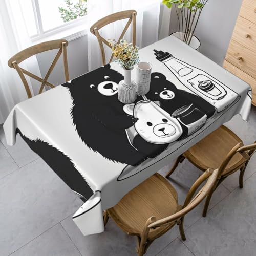 SamLng Rechteckige Tischdecke mit süßem Milchflaschen-Bär-Druck, waschbar, klassische Küchendekoration für Esstisch, Tischplatte und Party-Tischdecken SamLng Rechteckige Tischdecke mit süßem Milchflaschen-Bär-Druck, waschbar, klassische Küchendekoration für Esstisch, Tischplatte und Party-Tischdecken von SamLng