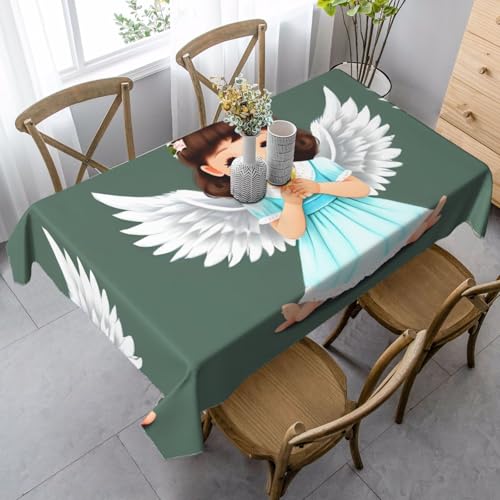 SamLng Rechteckige Tischdecke mit süßem kleinen Engel-Druck, waschbar, klassische Küchendekoration für Esstisch, Tischplatte und Party-Tischdecken SamLng Rechteckige Tischdecke mit süßem kleinen Engel-Druck, waschbar, klassische Küchendekoration für Esstisch, Tischplatte und Party-Tischdecken von SamLng
