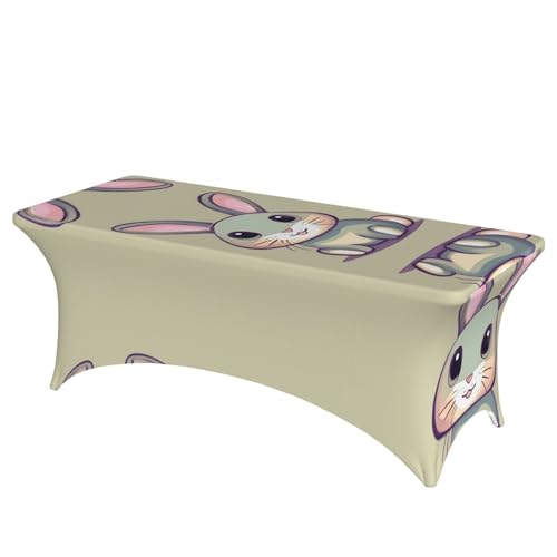 SamLng Rechteckige Tischdecke mit süßem kleinen Häschen, für Hochzeiten und Partys, dehnbar, langlebig, für Terrasse, Bankett von SamLng