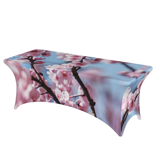 SamLng Rechteckige Tischdecke mit verführerischem Kirschblüten-Druck, abwischbar, dehnbar, langlebig und stilvoll, Tischdecke für den Innen- und Außenbereich SamLng Rechteckige Tischdecke mit verführerischem Kirschblüten-Druck, abwischbar, dehnbar, langlebig und stilvoll, Tischdecke für den Innen- und Außenbereich von SamLng