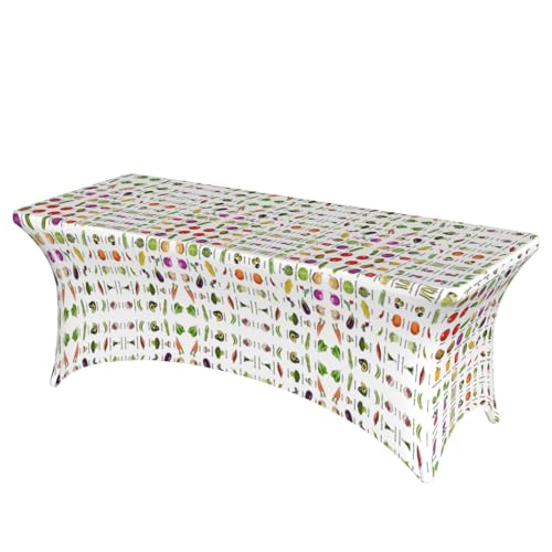 SamLng Rechteckige Tischdecke mit verschiedenen Gemüseaufdruck, abwischbar, dehnbar, langlebig und stilvoll, für den Innen- und Außenbereich SamLng Rechteckige Tischdecke mit verschiedenen Gemüseaufdruck, abwischbar, dehnbar, langlebig und stilvoll, für den Innen- und Außenbereich von SamLng