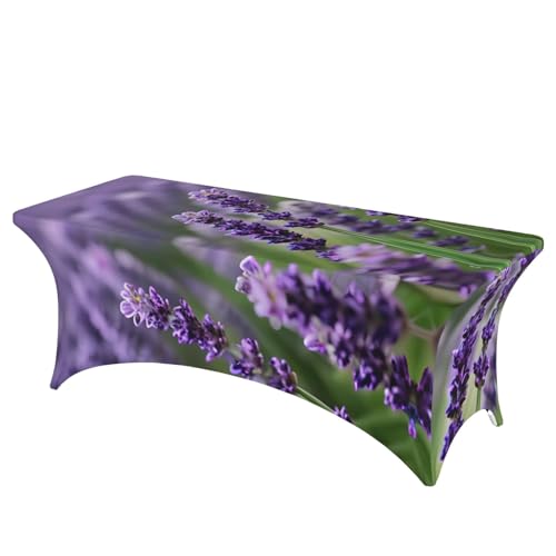 SamLng Rechteckige Tischdecke mit violettem Lavendel-Blumendruck, abwischbar, dehnbar, langlebig und stilvoll, Tischdecke für den Innen- und Außenbereich SamLng Rechteckige Tischdecke mit violettem Lavendel-Blumendruck, abwischbar, dehnbar, langlebig und stilvoll, Tischdecke für den Innen- und Außenbereich von SamLng