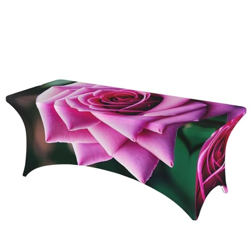 SamLng Rechteckige Tischdecke mit violettem Rosen-Blumendruck, abwischbar, dehnbar, langlebig und stilvoll, Tischdecke für den Innen- und Außenbereich SamLng Rechteckige Tischdecke mit violettem Rosen-Blumendruck, abwischbar, dehnbar, langlebig und stilvoll, Tischdecke für den Innen- und Außenbereich von SamLng
